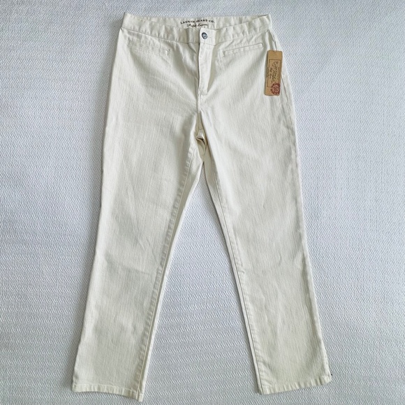 NWT Lauren Ralph Lauren Off-White Denim Slim Straight Pants/Jeans, Size 8 Petite - Picture 5 of 12